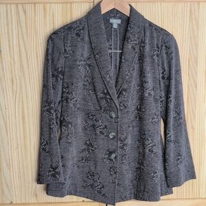 J. Jill Charcoal Floral Blazer Size S/P Business Casual Office Career Wear